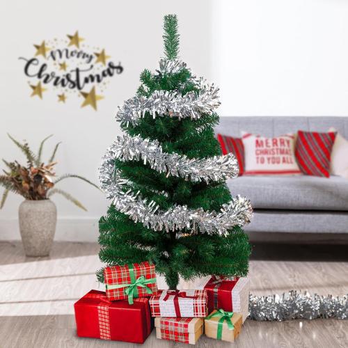 3FT Artificial Christmas Tree Green Tabletop Christmas Tree with Metal Stand Mini Xmas Pine Tree for Party Supplies Indoor Outdoor Holiday Home Decoration(Green)