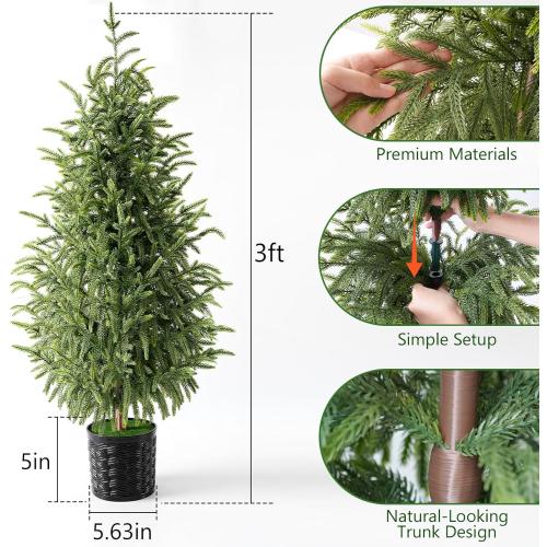 Christmas Decorations - Outdoor Christmas Tree - 2 Pack 3FT Artificial Norfolk Pine Tree - Xmas Decor for Home Indoor Outdoor Entryway Party Living Room Office Porch