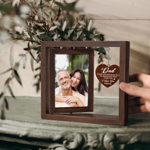 Size 4x6 Color Brown Fathers Day Birthday Gifts for Dad, Dad Gifts Wood Rotating Picture Frame, Dads Birthday Gift, Gift for Dads Father Daddy from Daughter Son, Dad Frame Fits 4x6 In Photo