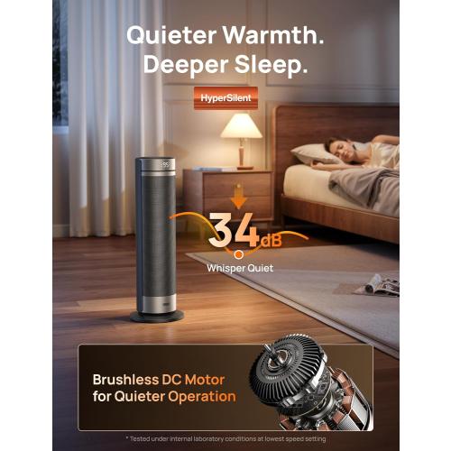 Dreo Space Heater for Large Room, 23 Inch Electric Heaters for Indoor Use, 8 Safe Protection Tower, 70° Oscillation, PTC Ceramic with Thermostat and Remote, Quiet, 12H Timer, Bedroom, Office