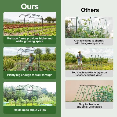 Lalahoni Large Garden Trellis Arch for Climbing Plants Outdoor, 7.8 feet Tall Metal Walkway Arbor Plant Support Vine Flower Vegetables Cucumber Trellis for Raised Bed, with Netting, Lightweight