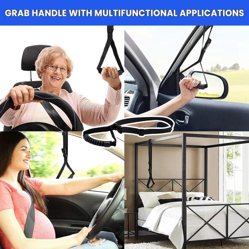 Car Handle Assist for Elderly - Car Door Handle for Elderly & Seniors & Handicap - Multifunction Car Armrest Portable Bar（2Pack Blue and Strap）