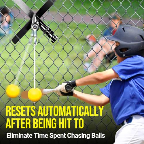 Portable Baseball Swing Trainer with The Tethered Ball,Premium Hitting/Batting Trainer System for Baseball and Softball,Easy Setup On Fence Hitting Trainer,Swing Trainer with Auto Reset
