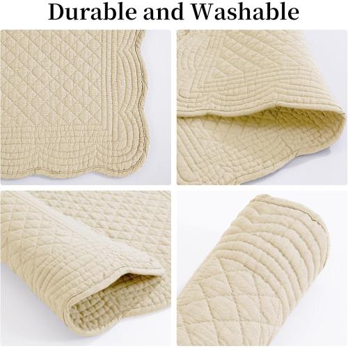 6 SOFT HOMBYS Quilted Placemats Set of 6 Washable-13x18 inches Rectangular Placemats for Kitchen Table-100% Cotton Fabric Rectangular Table Mats, (Light Brown)