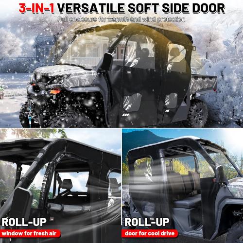 StarknightMT UForce 1000 XL Cab Enclosure with Zipper - Waterproof UTV Soft Side Doors Compatible with CFMOTO UForce 1000 XL 2022-2025, Windproof Dust Protection