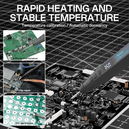 BK210 Cordless Soldering Iron, Portable Solder Iron Kit, Micro Soldering Kit & Battery Powered Soldering Pen, Usb-Type-C Port, Lcd Digital (BK210-2024)