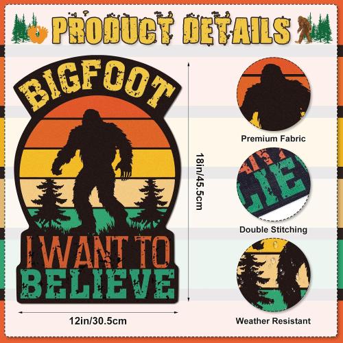 Solar Powered LED Bigfoot Garden Flag Double Side Outdoor Bigfoot I Want to Believe Yard Flag for Outdoor Patio Lawn Home Porch Decor
