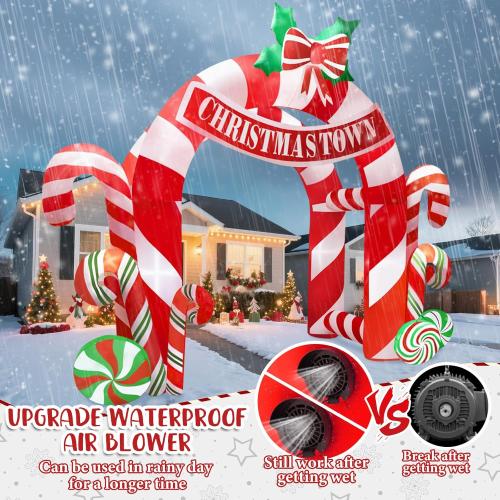 Kalolary 13FT Christmas Inflatables Archway Outdoor Decorations, Giant Xmas Candy Arch Inflatable Stereoscopic Blow up Christmas Yard Decoration with Build-in LED Lights for Garden Lawn Party Decor