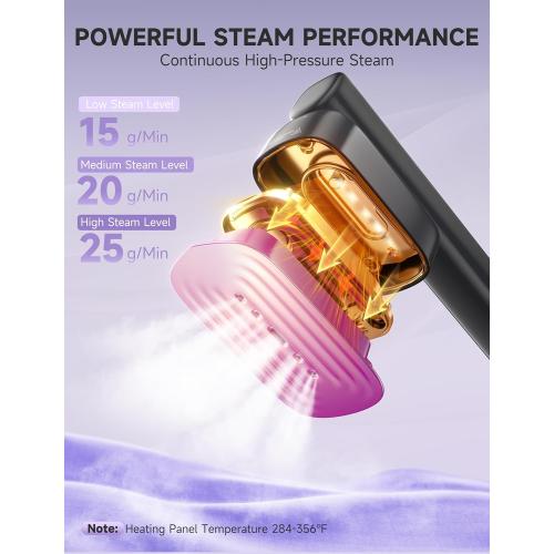 Steamer for Clothes,1200W Powerful Portable Steamer Iron,15s Fast Heat-up,100ml Tank,20 Min Continuous Steam, Wrinkle Remover for Travel, Home, Office(Purple)