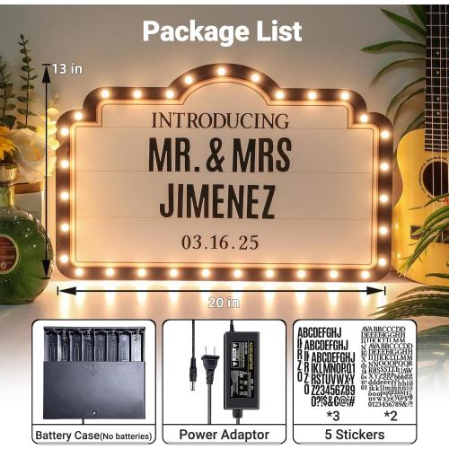 20IN Wedding Bottle Service Sign, Personalized Wedding Entrance Props Led Marquee Sign for Reception, Custom Light up Marquee Sign with Stickers for Bridal Engagement Anniversary Nightclub Gift