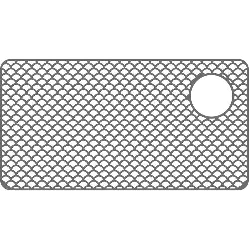 Silicone Sink Protector with Right Drain Hole,28x15inch Nonslip Silicone Sink Mat,Heat Resistant Sink Protector Mat, Hollow Out Sink Mats,Silicone Sink Protector for Kitchens(grey)