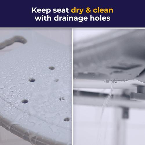 Drive Medical Shower Chair with Back - Adjustable Bathroom Bench - Suction Feet - Lightweight Durable Construction - Comfortable Contoured Seat - Grey