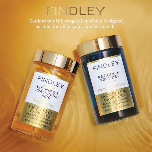 Findley Brightening Face Serum with Vitamin C & Hyaluronic Acid | Hydrating & Radiance Boosting | Improves Skin’s Appearance (60 pcs, 2.7oz)