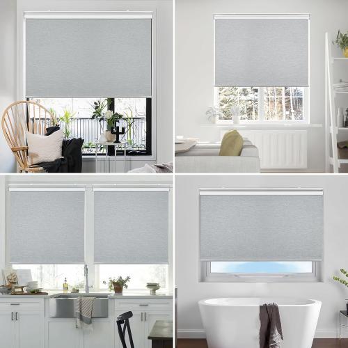Homebox Cordless Blackout Roller Shades for Windows, 100% Room Darkening Blinds with Thermal Insulated Easy Install Spring System for Home, Living Room, Nursery (50 W x 72 H, Light Grey)