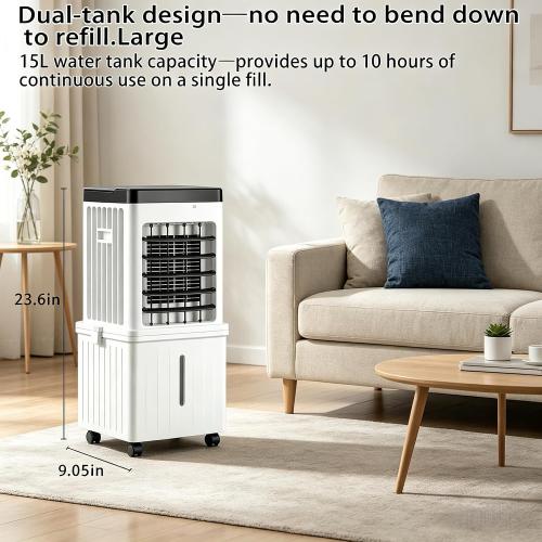 Portable Evaporative Swamp Cooler, Windowless Small Portable Air Conditioner with 4.2Gal Water Tank, 4 Wind Modes 3 Speeds, Personal Mini Air Cooler for Bedroom Office Dorm Small Room Indoor Use