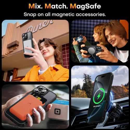 TAURI for iPhone 16 Pro Case, Compatible with MagSafe [Not-Yellowing] with Screen Protector, Military-Grade Protection, Slim Magnetic Phone Case for iPhone 16 Pro 6.3, Black