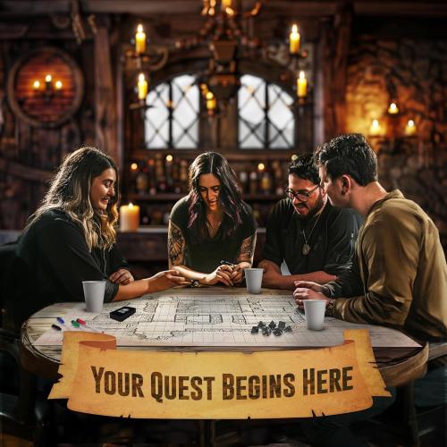 Melee Mats DND Map Starter Kit for Dungeons & Dragons Game - 24” x 36, Wet/Dry Erase Battle Terrain Grid - Ultimate Tabletop Gaming Experience with Accessories