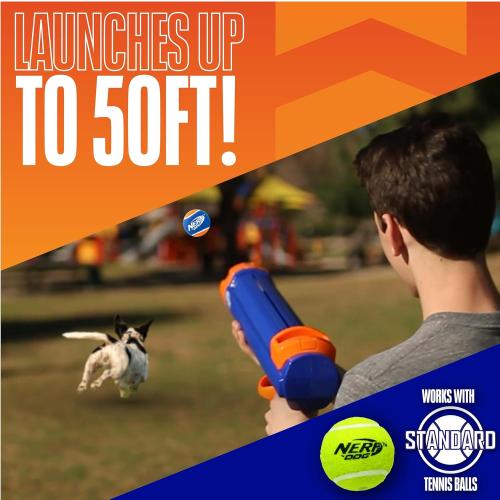 Missing Ball....Nerf Dog Tennis Ball Blaster Dog Toy Blue/Orange, 16 Inch Compact Blaster with
