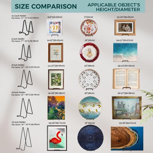 Plate Holder Easel Display Stand - 4.5 inch Metal Plate Stands for Display - Tabletop Picture Stand - Black Iron Easels for Display Pictures | Photo Frames | Book | Decorative Plates | Plaque - 1 Pack