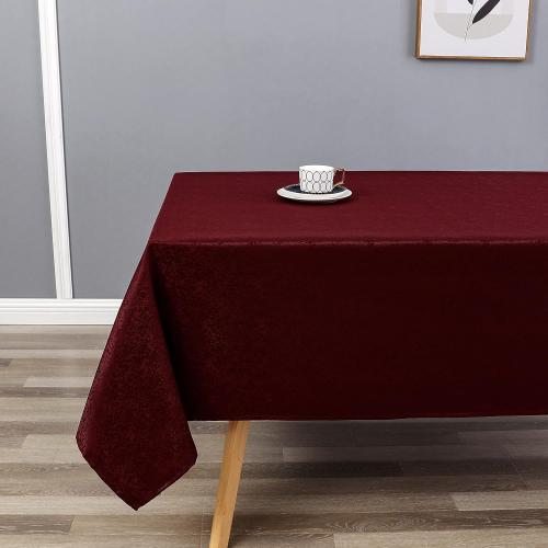 Burgundy Jacquard Rectangle Tablecloth Exquisite Grain Design Waterproof and Wrinkle Resistant Table Cloth for Indoor Outdoor Parties Kitchen Dinning Room 60 Inch by 84 Inch