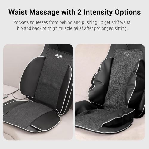 Mynt FSA Eligible HSA Approved Shiatsu Neck and Back Massager for Chair with 10 Deep Kneading Nodes, 2D & 3D Back Massage with Heat, Portable Spot Massage Chair Pad (Black)