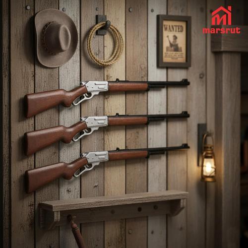 4pcs Miniature Rifle, 1/12 Scale Gun Dollhouse Models, Tiny Fake Sniper Accessory, Mini Hunting Shotgun Figurine Miniatures Parts Items for Small Retro Garden, Western Farm Decoration, Crafts, Long