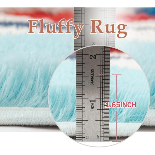 PureCozy Checkered Rug Fluffy Shag Living Room Colorful Area Rug Modern Washable Carpet Soft Shaggy Non Slip Indoor Plush Fuzzy Rugs for Bedroom Dorm Office Home Aesthetic Decor