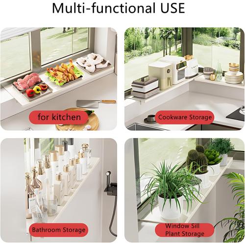 23.6inch Window Sill Extender Plate, Carbon Steel Storage Shelf, Window Sill Extender for Plants, Kitchen Organization Storage Rack with Magnetic Base (2, 60x25cm/23.6x9.8in)