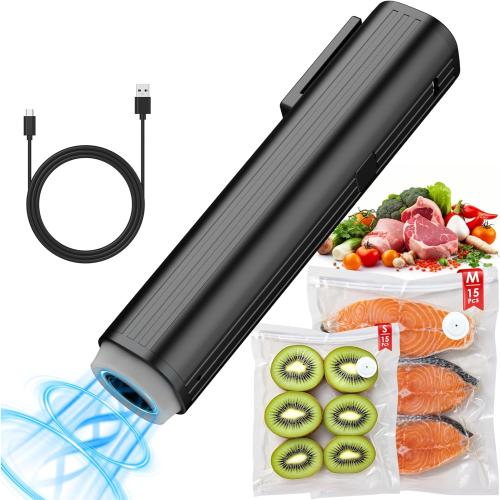 Elxis Vacuum Sealer, Portable handheld Vacuum Sealer   30 Reusable Vacuum Bags, Portable Food Sealer, With LED pressure display, 2-Speed Pressure Control (60/80 Kpa)