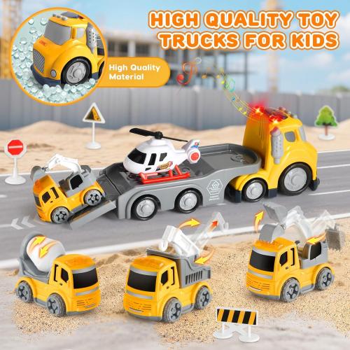 Truck Toys for Toddler 1, 2, 3, 4 Year Old Boy, Construction Transport Trucks Toy Set, Ideal Christmas Birthday Gifts for Kids.