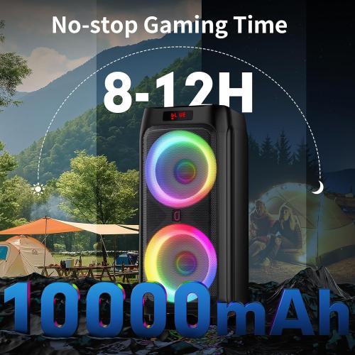 JYX Karaoke Machine with 2 Wireless Microphones, 24 Big Portable Bluetooth Speaker for Adults with RGB Light PA System Treble & Bass, Support TWS/USB/AUX/TF Card/REC, for Home Party Outdoors