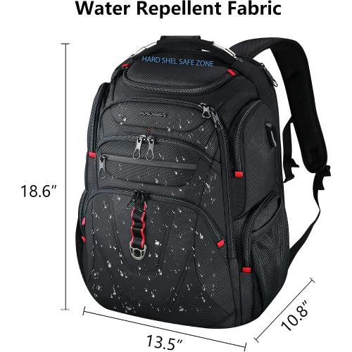 KROSER TSA Friendly Travel Laptop Backpack 17.3 inch XL Computer Backpack Water-Repellent College Daypack Business Backpack with RFID Pockets & USB Port for Men/Women-Black