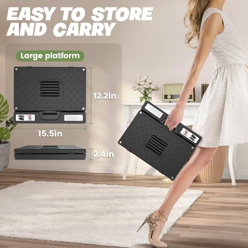 Footrest for Under Desk at Work,Height Adjustable Footrest with Massage Roller and Soft Pad,Foldable, Ergonomic fits Office,Home,Travel,Gaming,Sturdy Metal Frame,All-Season Use(Black)