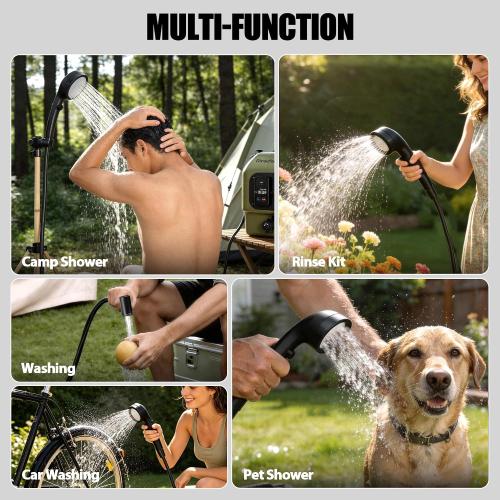 Portable Shower for Camping Leak-Proof Electric Cordless Power Camp Shower Pressure Washer with Water Tank 5 Gallon Outdoor for Garden Pet, Max 8 Hours Working & Installation-Free