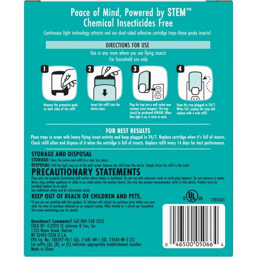 STEM Light Trap: Indoor Fruit Fly Trap, Effective Insect Control for Home, Attracts and Traps Flying Insects, Emits Soft Blue Light, Starter Kit with 1 Plug-In Device and 1 Cartridge