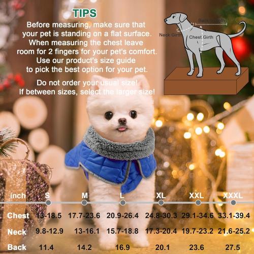 Fragralley Dog Medium Winter Coat, Waterproof Windproof Reflective Fleece Jacket with Harness Hole, Warm Snow Vest for Small Medium Large Dogs​, Ideal Gifts