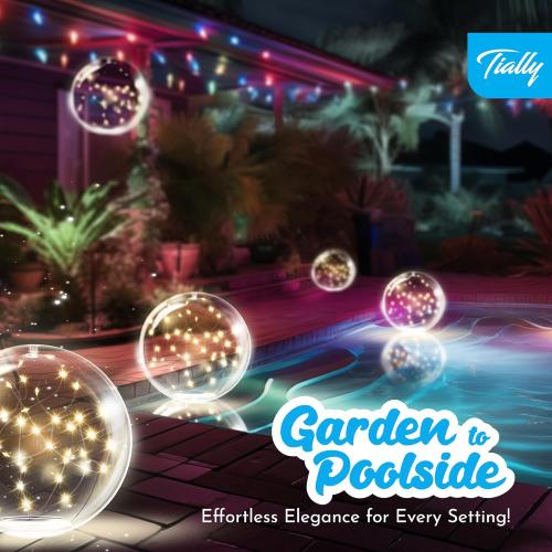 TIALLY Fairy Floating Pool Lights Solar Powered - 14 Inflatable Glow Balls for Pool, Solar Floating Lights for Pool, Floating Solar Pool Lights for Inground Pools, Pool Decorations Outdoor (4 Pack)