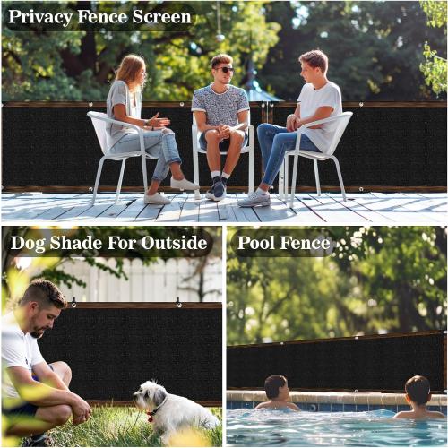 Fence Privacy Screen - RAINFLOW 3'X10' Black Privacy Fence Screen Outdoor Shade Balcony Decor Plastic Mesh Fence Panels Cover Porch Screen Balcony Covers for Apartments,Deck,Backyard,Pool Wall