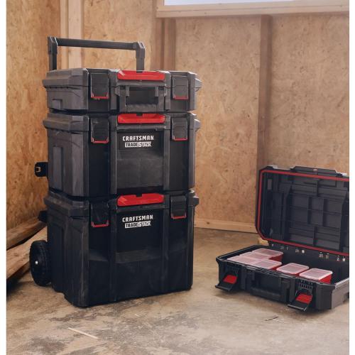 CRAFTSMAN TRADESTACK System Tool Box, Water Resistant Tool Storage, with 6 Small Parts Containers, 21 Inch (CMST21415)