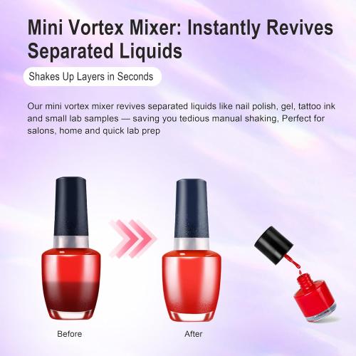 Mini Vortex Mixer, Nail Polish Shaker, Paint Shaker & Paint Mixer for Gel Polish, Acrylic Paints, Eyelash Adhesives, Tattoo Ink, Lab Vortex Mixer for Centrifuge Tubes and Test Tubes (Purple)