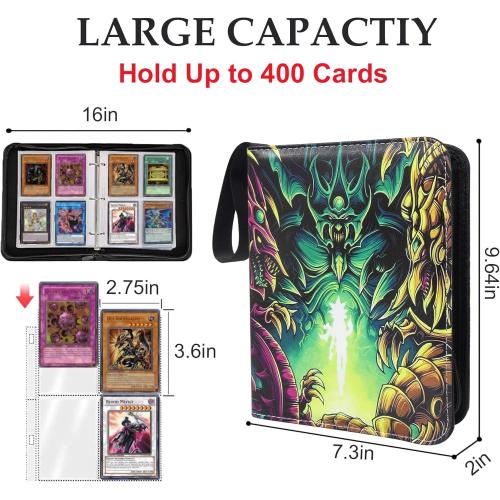 4 Pocket Trading Card Binder for Cards with 50 Sleeves up to 400 Cards,Waterproof Card Storage Book with Removable Sleeves for Booster Box and TCG Cards