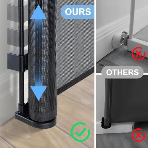 55 inches Retractable Baby Gate, 34 inches Tall Extra Wide Pet Gate for Stairs, Hallways and Doorways, Indoor Outdoor Safety Gate for Toddlers & Small Dogs, Black