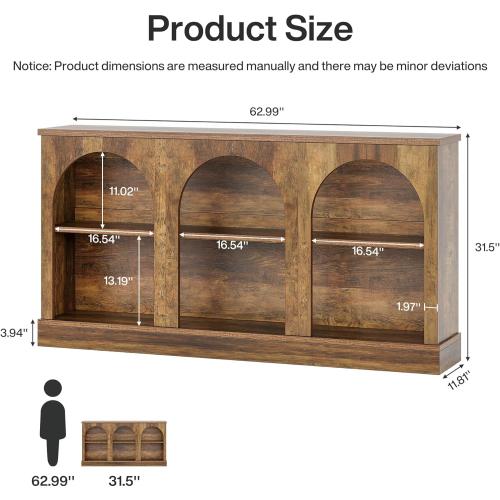 Console Table, Long Entryway Table with 3 Tier Storage, Wooden Rectangular Sofa Table Behind The Couch for Entrance, Hallway, Living Room, Brown