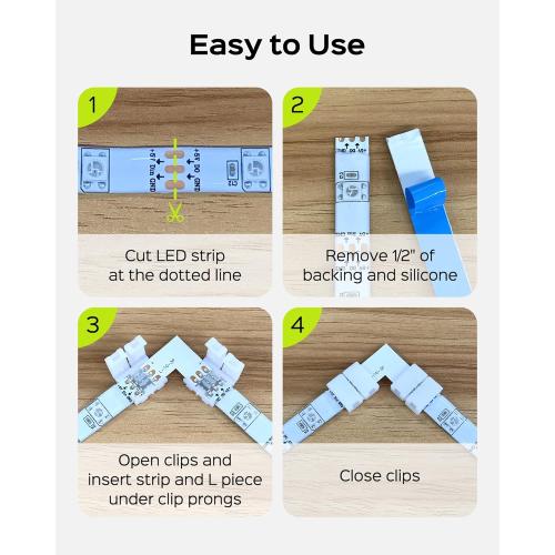 JACKYLED 30 Pcs 3-Pin LED Connectors, 10mm L Shape LED Strip Connectors Unwired Solderless Gapless Adapter Connectors Terminal Extension 12V 72W for WS2811 WS2812B SK6812 LED Strip -10 Packs