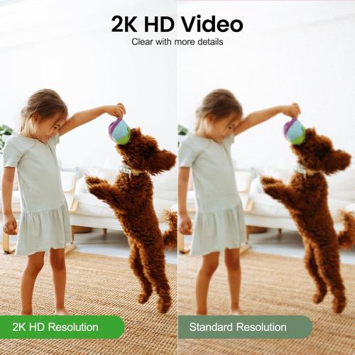 2K Baby Camera-WiFi Home Security Cameras Indoor via One-Tap Call with Elderly/Baby/Nanny, Motion Alert, Local/Optional Cloud Storage, Compatible with Alexa/Google Home, K7 1Pack (2.4GHz Only)