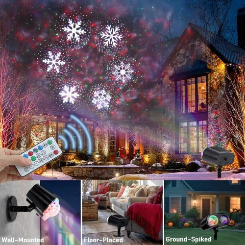Christmas Projector Lights 2025 Upgraded Brighter,16 Slides (Ocean Wave & Patterns), Waterproof, Timer Holiday Lights Projector for Indoor and Outdoor Decoration