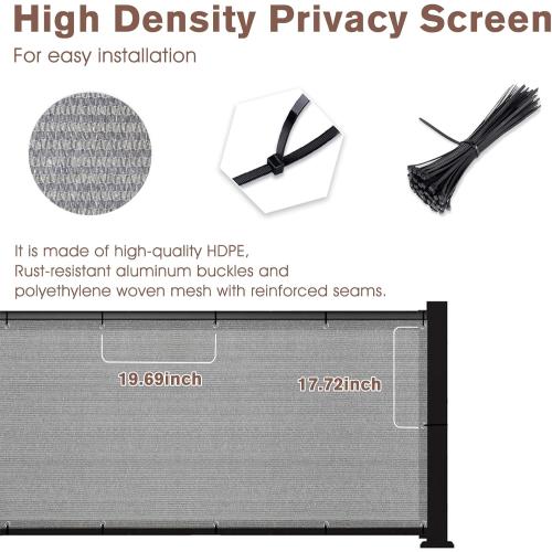 SUNNY GUARD 2.5/2.6/3/3.3/4/5/6/8 Balcony Privacy Screen Fence, Apartments Railing, Heavy Duty Wind Block Screen for Outdoor,Porch,Patio,Deck Privacy, size unknow Grey（We Make Custom Sizes）