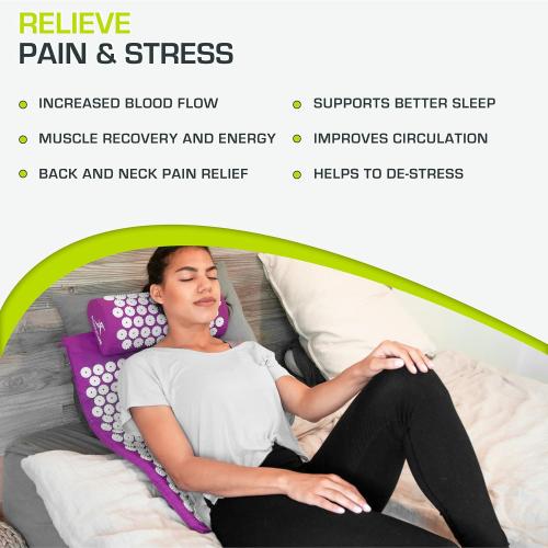 DoSensePro Acupressure Mat and Pillow Set for Back/Neck Pain Relief and Muscle Relaxation