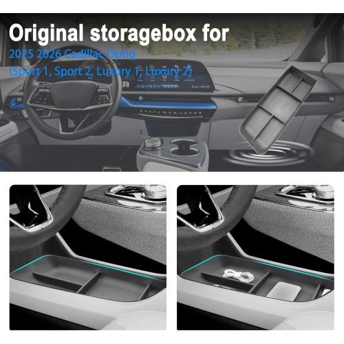 SHAOHAO 2 Pcs for 2025 2026 Cadillac Lyriq Under Console Organizer for 2023 2024 2025 2026 Cadillac Lyriq Accessories (Sport/Tech/Luxury) Lower Organizer & Cup Holder Space Expand Tray Easy Removal