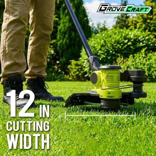 20V 12'' Cordless String Trimmer, Grass Trimmer&Edger with 8 Replacement Spools, Battery Powered Weed Trimmer with Auto Line Feed for Garden, Lawn(2*4AH Battery and Charger Included), Green